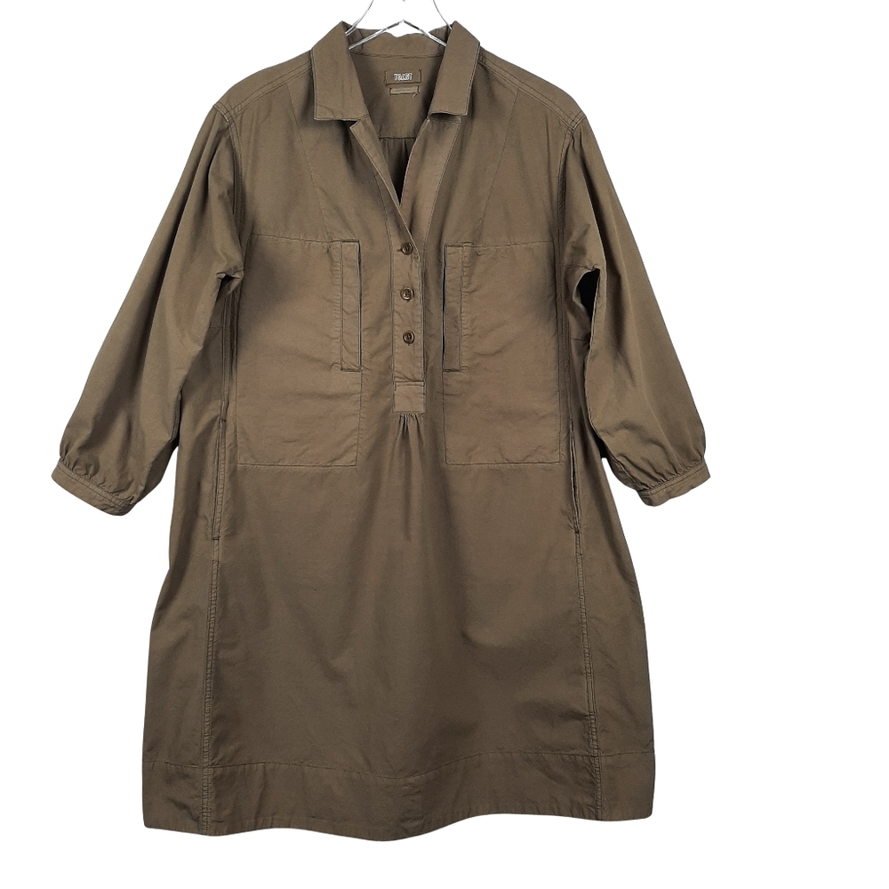 Toast Cotton Linen  Green Oversized Dress Small